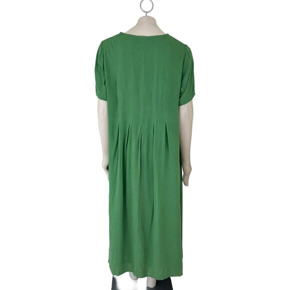 NEW PHOOL Short Sleeve Button Front Gauzy Maxi Dress in Grassy Green SZ 1X - Picture 6 of 11